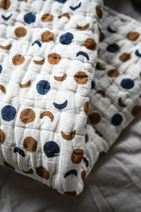 Mini Moons Handblocked Quilt - Indigo & Cinnamon