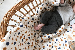Mini Moons Handblocked Quilt - Indigo & Cinnamon